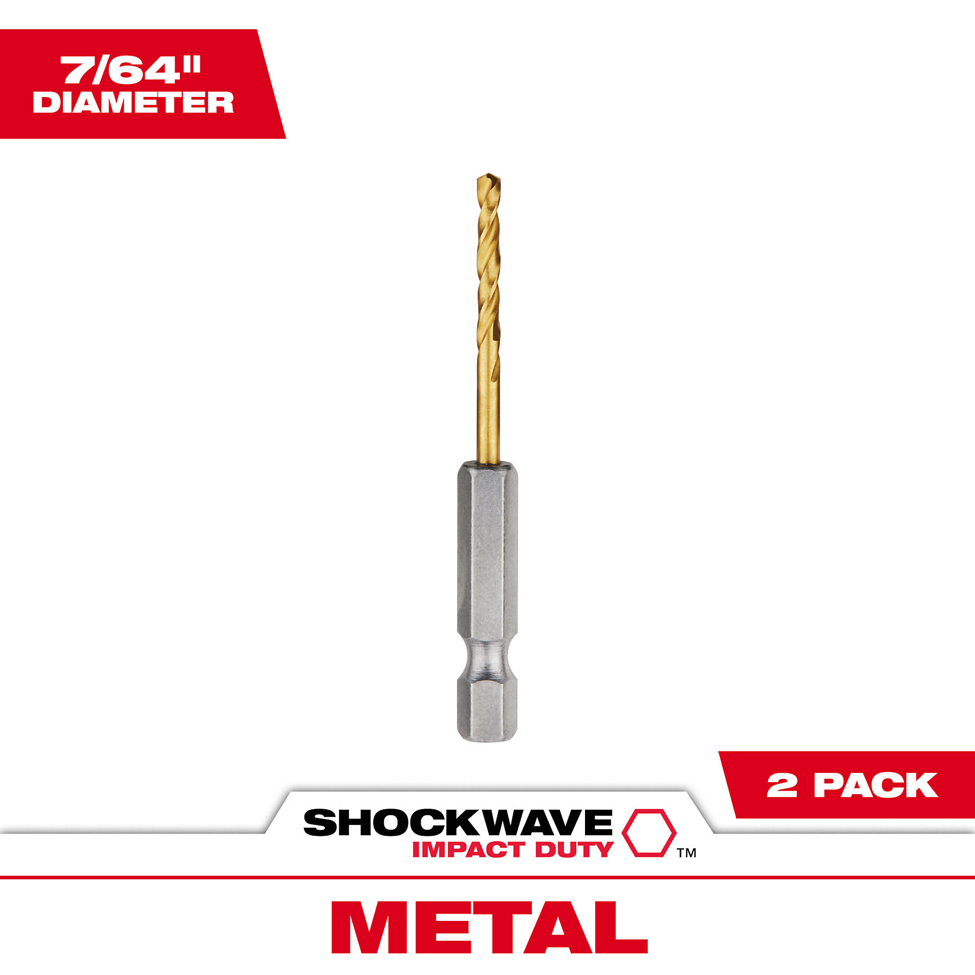 Milwaukee Shockwave Impact Duty Titanium Drill Bit, 7/64in. Dia., Model# 48-89-4604